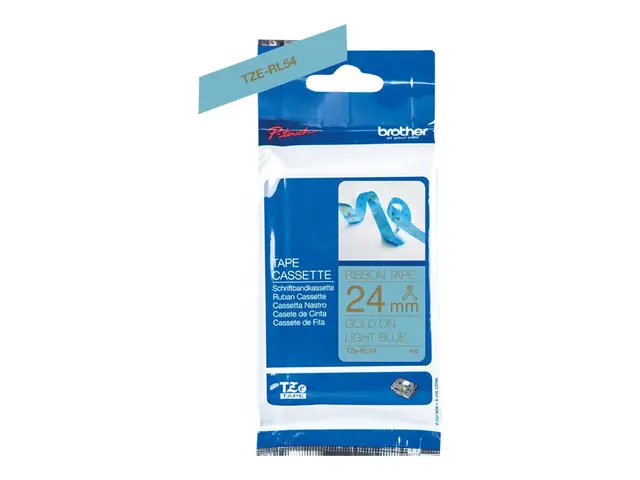 Brother TZe-RL54 - Sateng - gull på lyseblå - Rull (2,4 cm x 4 m) ...