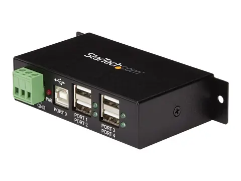 Startech Rackmount USB 2.0 Hub - 4 Port Rugged Industrial USB 2.0 Hub Hub - 4 x USB 2.0 - DIN-skinnemonterbar - DC-strøm - for P/N: ITB20D3250, MSDREADU2OTG, USB2HAB15, USB2HAB30AC, USB2HAB50AC, USB2HABM1, USB2HABM6RA