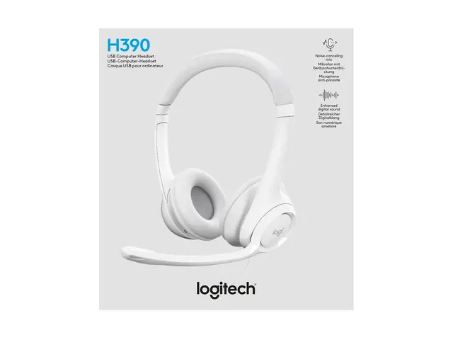 Logitech H390 - Hodesett on-ear kablet USB-A elfenbenshvit