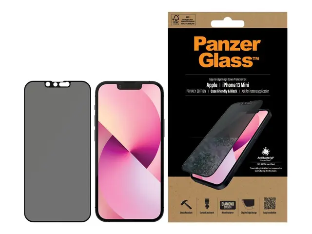 PanzerGlass - Skjermbeskyttelse for mobiltelefon - glass - med per...