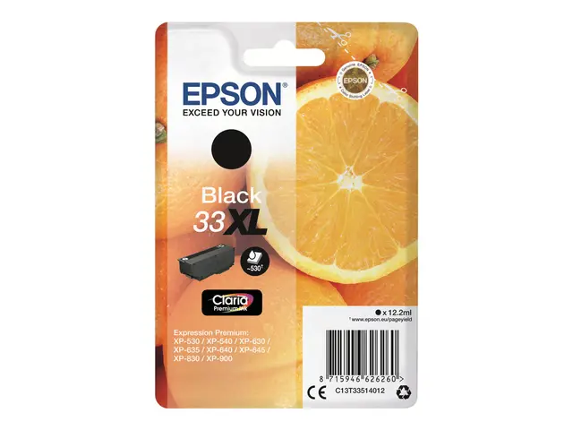 Epson 33XL - 12.2 ml - XL - svart - original - blære med RF/lyd-al...