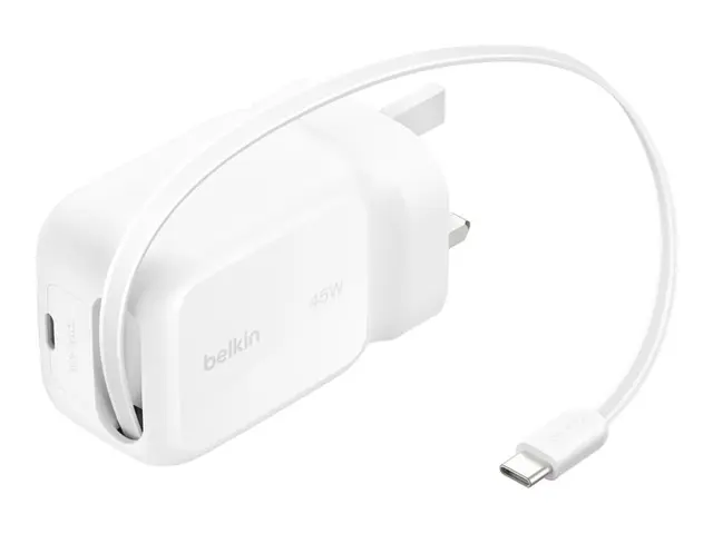 Belkin UltraCharge - Strømadapter retractable GAN 45 watt Fast Cha...
