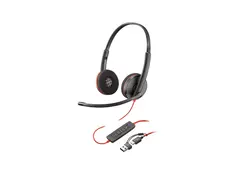 Poly Blackwire 3220 - Blackwire 3200 Series hodesett - on-ear - kablet - USB-C - svart - Skype Certified, Cisco Jabber Certified, Avaya Certified, UC-sertifisert