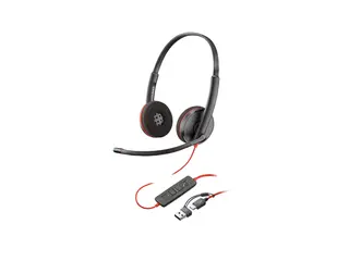 Poly Blackwire 3220 - Blackwire 3200 Series hodesett - on-ear - kablet - USB-C - svart - Skype Certified, Cisco Jabber Certified, Avaya Certified, UC-sertifisert