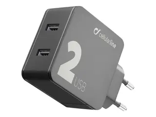 Cellular Line Multipower 2 - Str&#248;madapter 24 watt - 2 utgangskontakter (USB) - svart