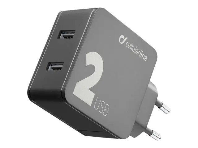 Cellular Line Multipower 2 - Strømadapter 24 watt utgangskontakter...