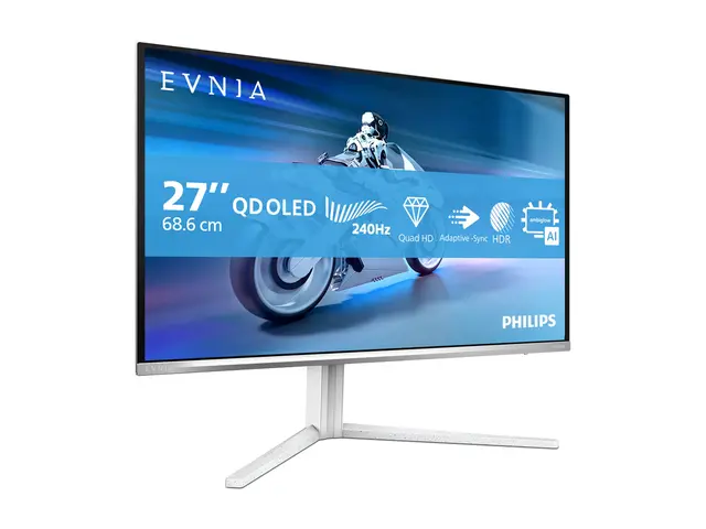 Philips Evnia 6000 27M2N6501L - OLED-skjerm gaming - 27" (26.5" synlig) - 2560 x 1440 QHD @ 240 Hz - 400 cd/m² - 1500000:1 - HDR10 - 0.03 ms - 2xHDMI, DisplayPort - hvit 