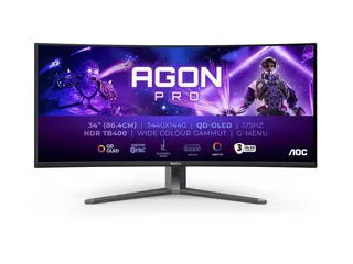 AOC AGON PRO AG346UCD - OLED-skjerm gaming - kurvet - 34&quot; - 3440 x 1440 @ 175 Hz - 15000000:1 - DisplayHDR 400 True Black - 0.03 ms - 2xHDMI, DisplayPort - h&#248;yttalere - m&#248;rk gr&#229;