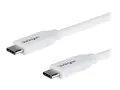 StarTech.com USB C to USB C Cable 6 ft / 2m - 5A PD - M/M - White - USB 2.0 - USB-IF Certified - USB Type C Cable - USB C Charging Cable (USB2C5C2MW) - USB type C-kabel - 24 pin USB-C til 24 pin USB-C - 2 m