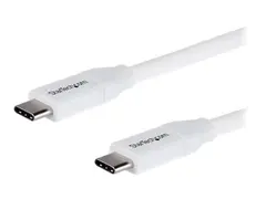 StarTech.com USB C to USB C Cable - 6 ft / 2m 5A PD - M/M - White - USB 2.0 - USB-IF Certified - USB Type C Cable - USB C Charging Cable (USB2C5C2MW) - USB type C-kabel - 24 pin USB-C til 24 pin USB-C - 2 m