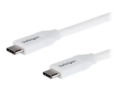 StarTech.com USB C to Cable - 6 ft / 2m 5A PD M/M White 2.0 USB-IF...