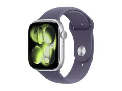 Apple Watch Series 11 (GPS + Cellular) 46 mm - s&#248;lvaluminium - smartklokke med sportsb&#229;nd - fluorelastomer - purple fog - b&#229;ndbredde: M/L - 64 GB - Wi-Fi 4, UWB, Bluetooth - 5G - 37.8 g