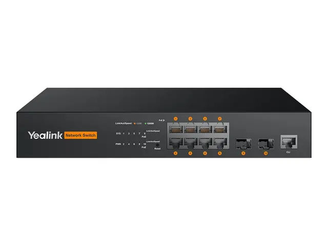 Yealink RCH80 - Hub L2+ Styrt 8 x 10/100/1000 (PoE+) + 2 1 Gigabit...