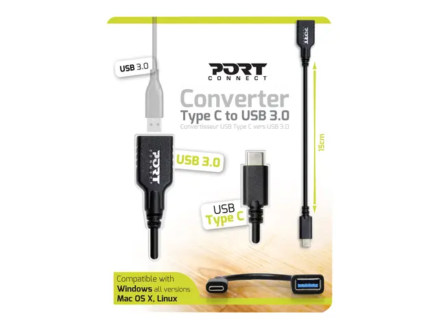 PORT Connect - USB-adapter - USB-type A (hunn) til USB-C (hann) - ...