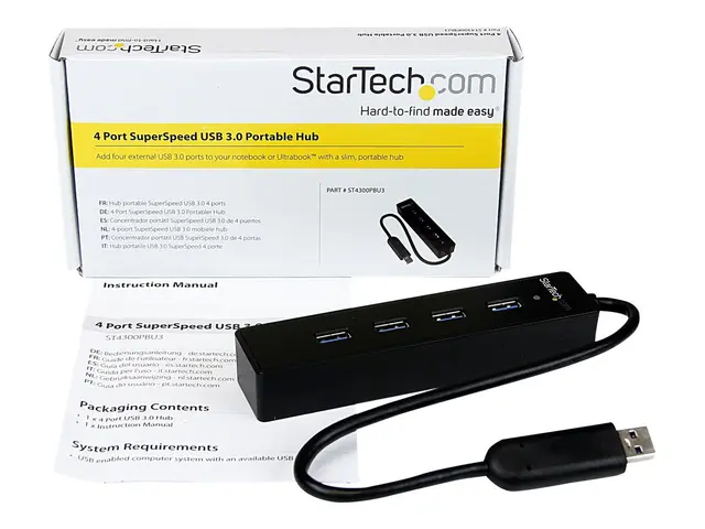 StarTech.com 4-Port USB 3.0 Hub with Built-in Cable - SuperSpeed L...