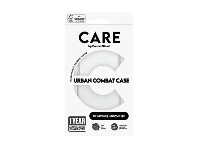 PanzerGlass CARE Galaxy Z Flip7 Urban Combat deksel (gjennomsiktig) Klar ramme 