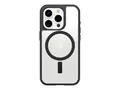 OtterBox React Series - Baksidedeksel for mobiltelefon MagSafe-samsvar - plastikk - svart krystall (klar/svart) - for Apple iPhone 16 Pro