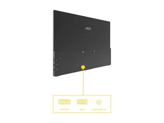 AOC Style-line 16T20E2 - T20 Series - LED-skjerm 16" (15.6" synlig) - portabel - 1920 x 1080 Full HD @ 60 Hz - IPS - 250 cd/m² - 1000:1 - 4 ms - Mini HDMI, 2xUSB-C - høyttalere - svart 