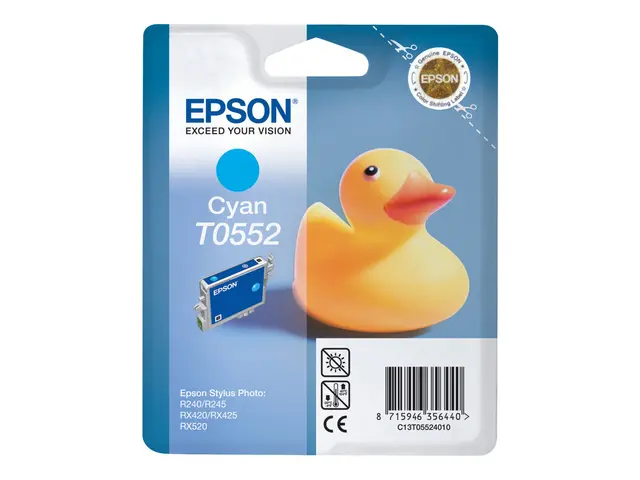 Epson T0552 - 8 ml cyan original blære med RF/lyd-alarm blekkpatro...