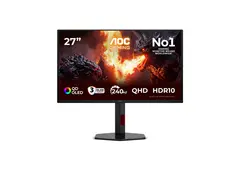 AOC Gaming Q27G4ZDR - G4 Series - OLED-skjerm gaming - 27" (26.5" synlig) - 2560 x 1440 QHD @ 240 Hz - HDR10 - 0.03 ms - 2xHDMI, DisplayPort - svart, rød