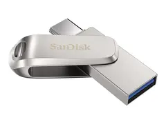 SanDisk Ultra Dual Drive Luxe - USB-flashstasjon 128 GB - USB 3.1 Gen 1 / USB-C - sølv