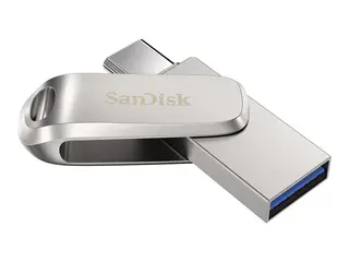 SanDisk Ultra Dual Drive Luxe - USB-flashstasjon 128 GB - USB 3.1 Gen 1 / USB-C - sølv