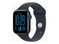 Apple Watch SE 3 (GPS + Cellular) - 44 mm midnattsaluminium - smartklokke med sportsbånd - gummi - marineblå - båndbredde: S/M - 64 GB - Wi-Fi 4, Bluetooth, LTE - 5G - 33 g