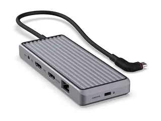 Unisynk 10 Port Dual Screen Hub dokkingstasjon - USB-C 3.1 - 2 x HDMI - 1GbE