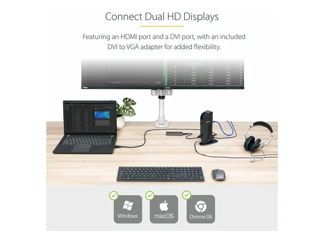 StarTech.com Dual Monitor USB 3.0 Laptop Docking Station with HDMI...