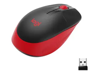 Logitech M190 - Mus - optisk - 3 knapper trådløs - USB trådløs mottaker - rød
