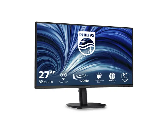 Philips 27B2N3500 - LED-skjerm - 27" - 2560 x 1440 QHD @ 120 Hz IPS - 1500:1 - HDR10 - 2xHDMI, DisplayPort - høyttalere - svart 