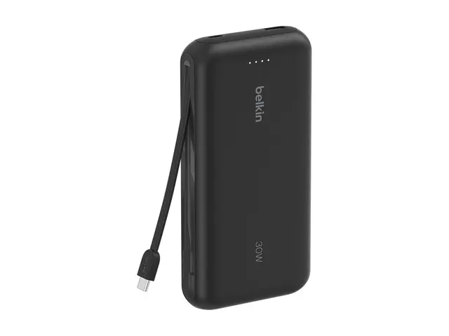 Belkin BoostCharge - Strømbank med integrert kabel 20000 mAh 30 wa...