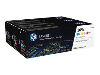 HP 305A - 3-pack - gul, cyan, magenta - original LaserJet - tonerpatron (CF370AM) - for LaserJet Pro 300 M351, 400 M451, MFP M375, MFP M475