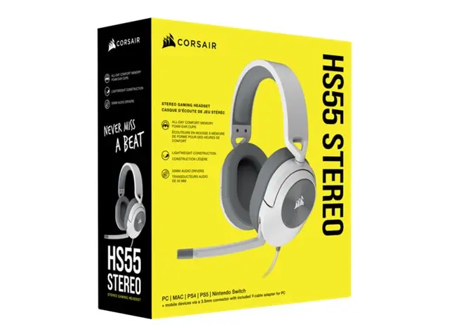 CORSAIR Gaming HS55 STEREO - Hodesett full størrelse kablet 3,5 mm...
