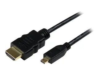 Startech 0.5m High Speed HDMI Cable with Ethernet HDMI to HDMI Micro HDMI-kabel med Ethernet - HDMI hann til 19 pin micro HDMI Type D hann - 50 cm - svart