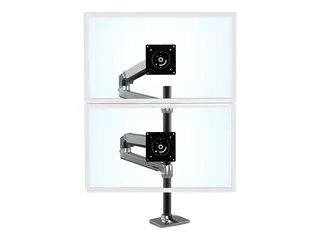 Ergotron LX - Monteringssett (dobbel stablearm, høy stang) for 2 LCD-skjermer - aluminium, stål - polert aluminium med svarte aksenter - skjermstørrelse: opptil 40"