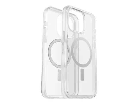 OtterBox Symmetry Series Clear - Baksidedeksel for mobiltelefon MagSafe-samsvar - polykarbonat, syntetisk gummi, s&#248;lvfosfatglass - blank - for Apple iPhone 15 Pro Max