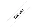 Brother TZe-231 - Selv-adhesiv svart p&#229; hvitt - Rull (1,2 cm x 8 m) 1 kassett(er) laminert teip - for P-Touch PT-D460BTVP, PT-D610BTVP, PT-E310BTVP