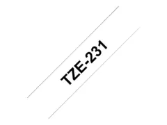 Brother TZe-231 - Selv-adhesiv - svart p&#229; hvitt Rull (1,2 cm x 8 m) 1 kassett(er) laminert teip - for P-Touch PT-D460BTVP, PT-D610BTVP, PT-E310BTVP