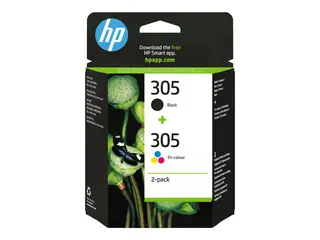 HP 305 - 2-pack - svart, farge (cyan, magenta, gul) original - blekkpatron - for Deskjet 23XX, 27XX, 28XX, 41XX, 42XX; DeskJet Plus 41XX; ENVY 60XX, 64XX; ENVY Pro 64XX