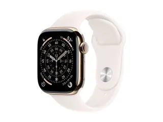 Apple Watch Series 11 (GPS + Cellular) - 42 mm gull titan - smartklokke med sportsb&#229;nd - fluorelastomer - lett rouge - b&#229;ndbredde: M/L - 64 GB - LTE, Wi-Fi 4, UWB, Bluetooth - 5G - 34.6 g