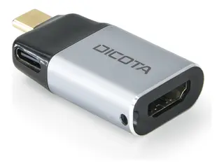 DICOTA - Video adapter - USB-C hann til HDMI, USB-C hunn sølv - 4K 60Hz støtte, USB Power Delivery (100 W)