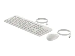 HP 225 - Tastatur- og mussett - ambidextrous, 3-soners layout, standard tastetrykk full size - USB - QWERTY - Pan Nordic - kasjmirhvit