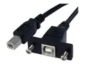 StarTech.com 1 ft Panel Mount USB Cable B to B F/M - USB cable - USB Type B (F) to USB Type B (M) - USB 2.0 - 1 ft - molded, thumbscrews - black - USBPNLBFBM1 - USB-kabel - USB-type B til USB-type B - 30 cm