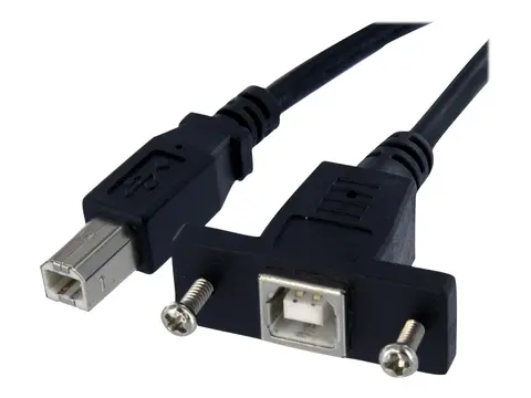 StarTech 1 ft Panel Mount USB Cable B to B F/M - USB cable - USB Type B (F) to USB Type B (M) - USB 2.0 - 1 ft - molded, thumbscrews - black - USBPNLBFBM1 - USB-kabel - USB-type B til USB-type B - 30 cm