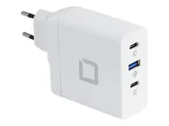 DICOTA Universal PRO - Strømadapter - GaN-teknologi 100 watt - 5 A - PD 3.0, QC 4.0+ - 3 utgangskontakter (2 x USB-C, USB) - hvit