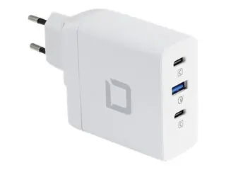 DICOTA Universal PRO - Strømadapter - GaN-teknologi 100 watt - 5 A - PD 3.0, QC 4.0+ - 3 utgangskontakter (2 x USB-C, USB) - hvit