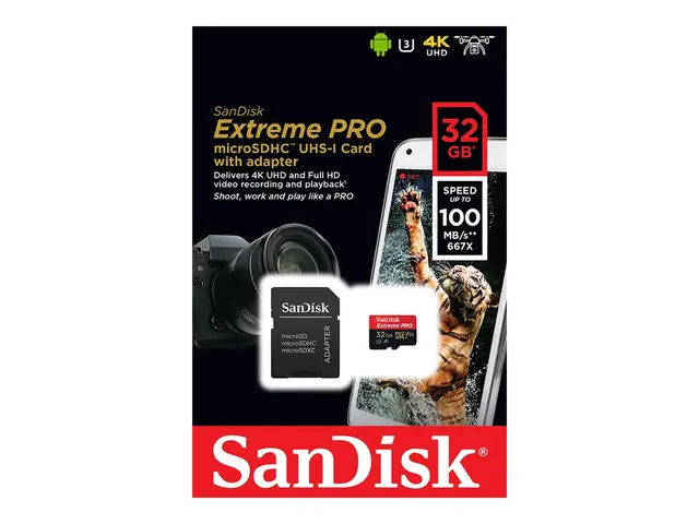 SanDisk Extreme Pro - Flashminnekort (microSDXC til SD-adapter ink...