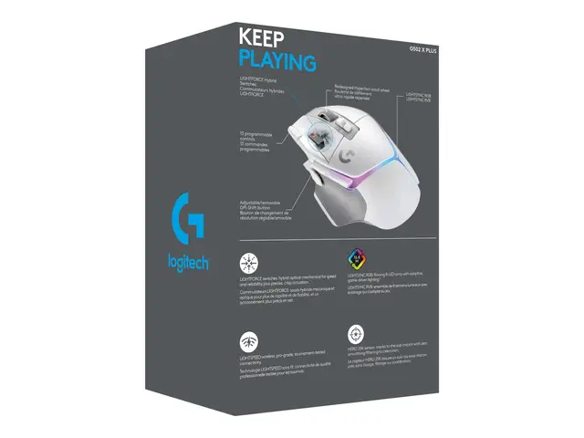 Logitech G G502 X PLUS - Mus optisk 11 knapper trådløs 2.4 GHz USB...