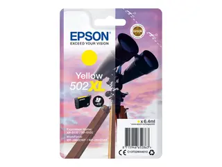 Epson 502XL - 6.4 ml - høykapasitets - gul original - blære med RF/lyd-alarm - blekkpatron - for Expression Home XP-5100, XP-5150; WorkForce WF-2860, WF-2865DWF, WF-2880DWF, WF-2885DWF